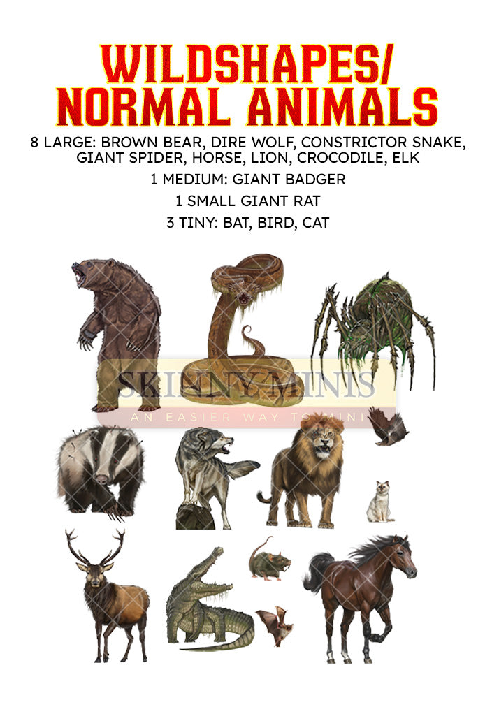 Wildshapes / Normal Animals – Skinny Minis