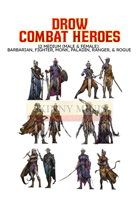 Drow Combat Heroes Skinny Minis